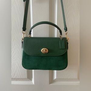 Coach Kelly Green Leather/Suede Crossbody Purse